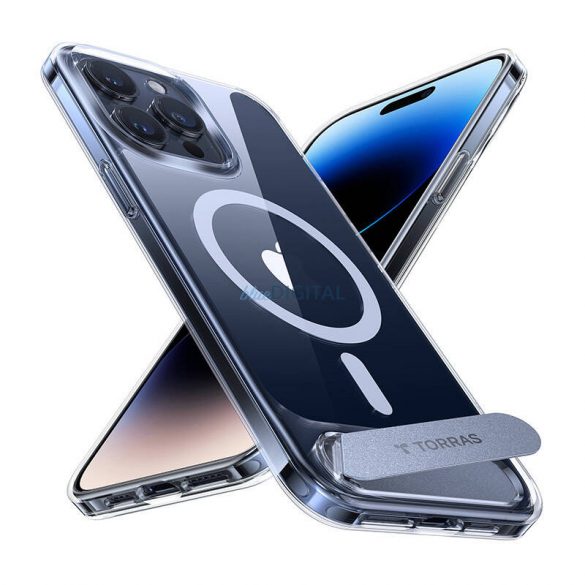 Carcasă Torras UPRO cu suport pentru iPhone 15 Pro Max - transparentă