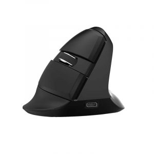 Mouse vertical fără fir Delux M618Mini BT+2.4G RGB 4000DPI (negru)