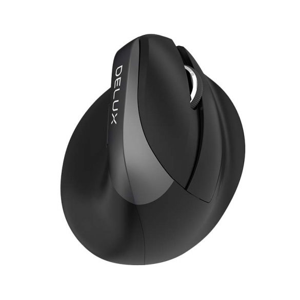 Mouse vertical fără fir Delux M618Mini BT+2.4G RGB 4000DPI (negru)