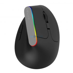 Mouse vertical wireless Delux M618C 2.4G 1600DPI RGB (negru)