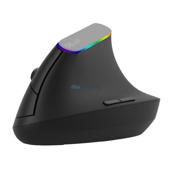 Mouse vertical wireless Delux M618C 2.4G 1600DPI RGB (negru)