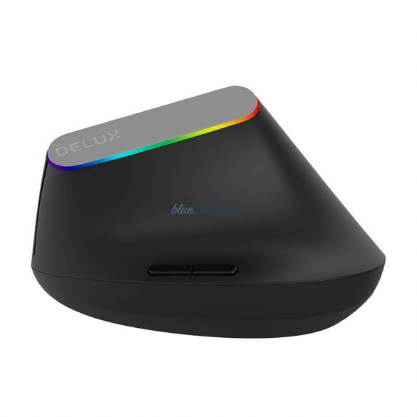 Mouse vertical wireless Delux M618C 2.4G 1600DPI RGB (negru)