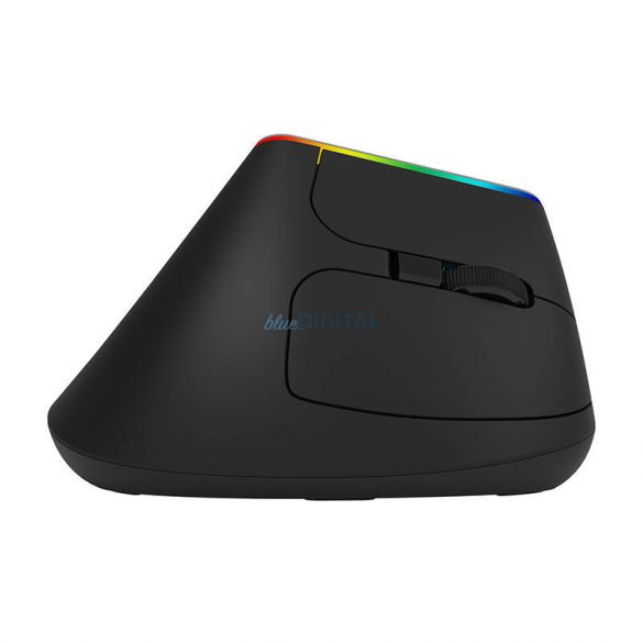 Mouse vertical wireless Delux M618C 2.4G 1600DPI RGB (negru)