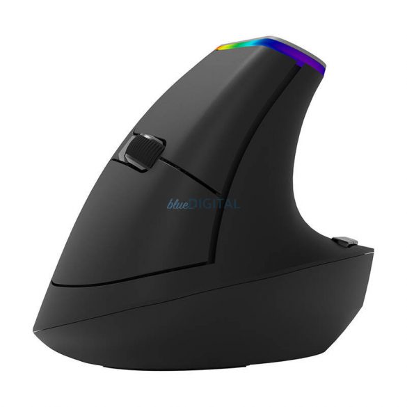 Mouse vertical wireless Delux M618C 2.4G 1600DPI RGB (negru)