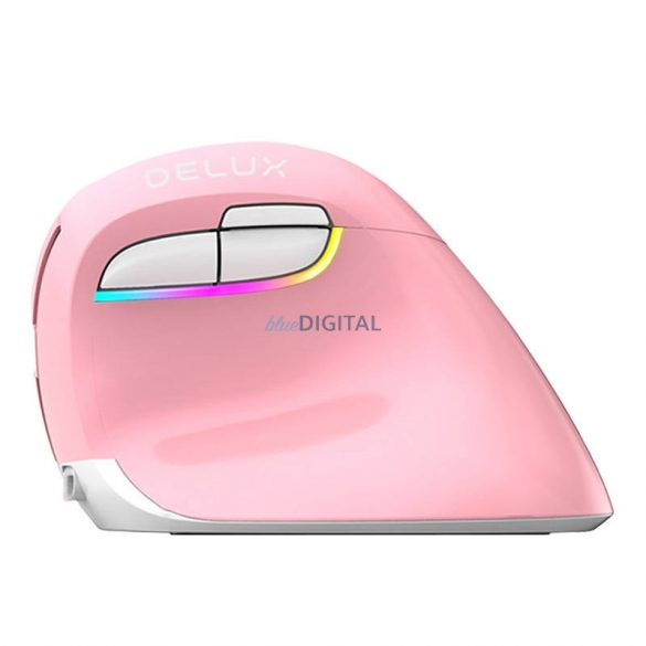 Mouse vertical wireless Delux M618Mini DB BT+2.4G 2400DPI (roz)