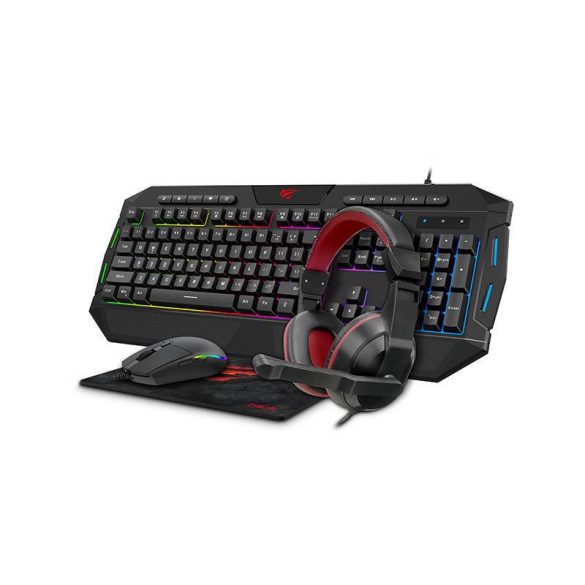 Set de jocuri 4 în 1 Havit GOMENOTE KB501CM. Căști + tastatură + mouse + pad