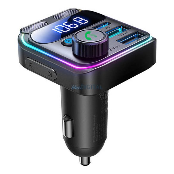 Joyroom JR-CCB01 încărcător auto și transmițător FM cu conexiune 2xUSB-A și 1xUSB-C 48W - negru