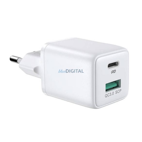 Joyroom L-QP303 Mini încărcător de rețea cu 1xUSB-A și 1xUSB-C conexiune 30W - alb