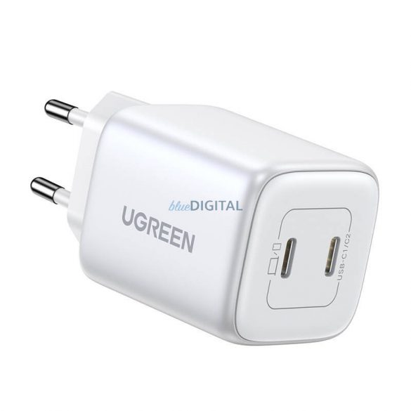 Încărcător UGREEN Nexode 45W, 2x USB-C, PD3.0, QC4.0, GaN (alb)