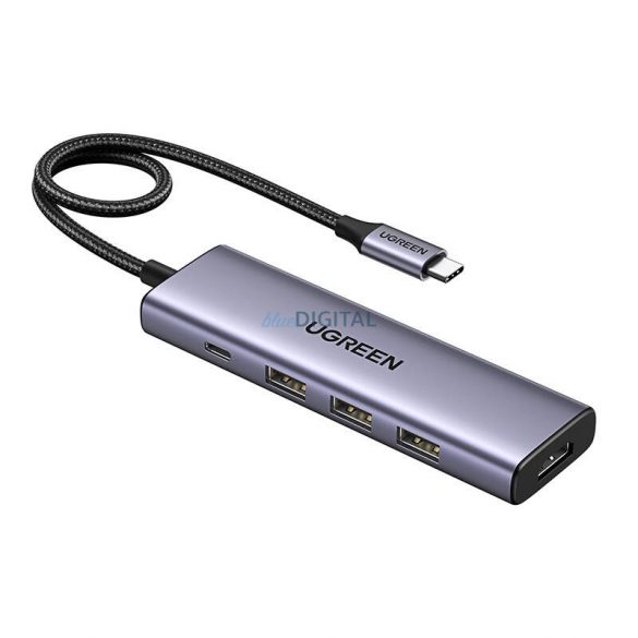 Hub / Adaptor Ugreen Revodok CM511 USB-C la 3x USB, HDMI, USB-C, HDMI 4K 30Hz, PD 100W (gri)