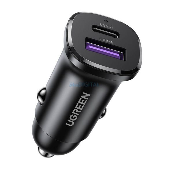 Încărcător auto Ugreen EC305 USB-C + USB, 30W (negru)