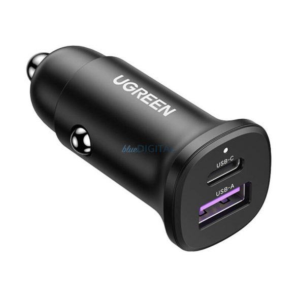 Încărcător auto Ugreen EC305 USB-C + USB, 30W (negru)