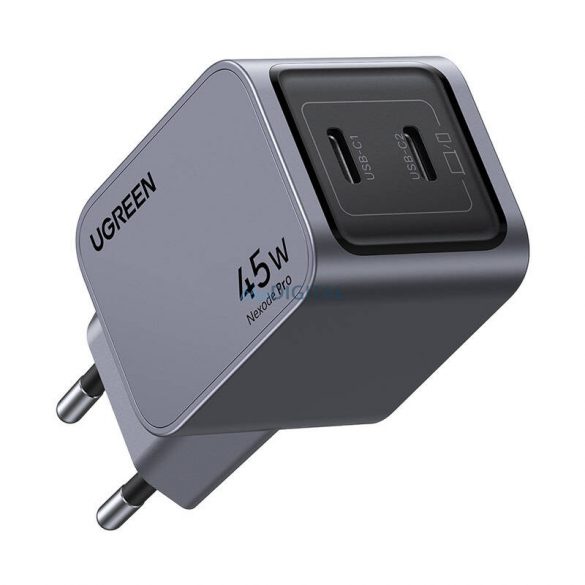 Încărcător de perete Ugreen Nexode Pro 45W, 2x USB-C (gri)