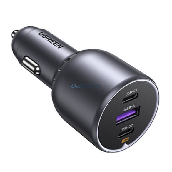 Încărcător auto Ugreen EC705 cu conexiune 1xUSB-A și 2xUSB-C 130W - negru