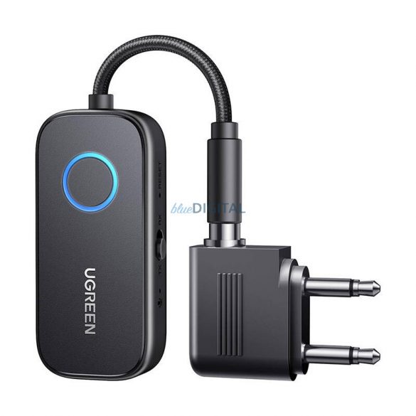 Bluetooth 5.3 Ugreen CM671 receptor/transmițător, mini jack 3.5 mm, 300mAh + adaptor pentru avion