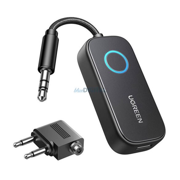 Bluetooth 5.3 Ugreen CM671 receptor/transmițător, mini jack 3.5 mm, 300mAh + adaptor pentru avion