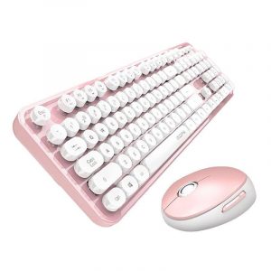 Set tastatură + mouse fără fir MOFII Sweet 2.4G (alb-roz)