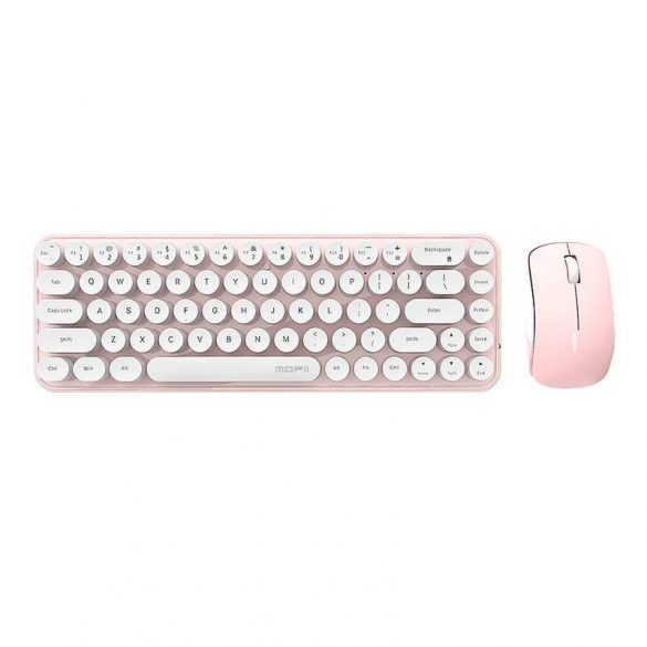 Set tastatură + mouse fără fir MOFII Bean 2.4G (alb-roz)