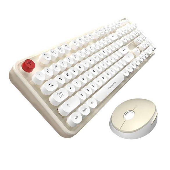 Set tastatură + mouse wireless MOFII Sweet 2.4G (alb-bej)