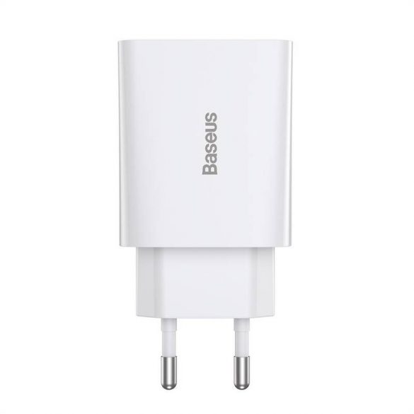 Mini încărcător rapid Baseus speed, USB + USB-C, PD, 3A, 20 W (alb)