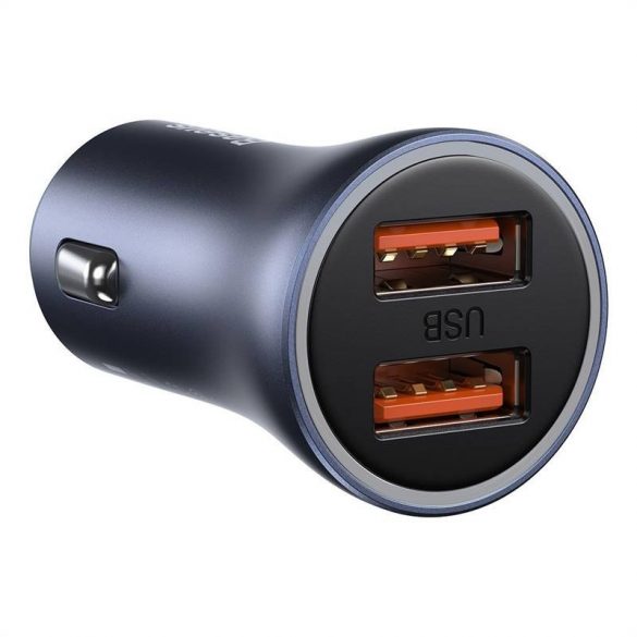 Încărcător auto Baseus Golden Contactor Pro, 2x USB, 40W (gri) + cablu USB-USB-C 1 m (negru)