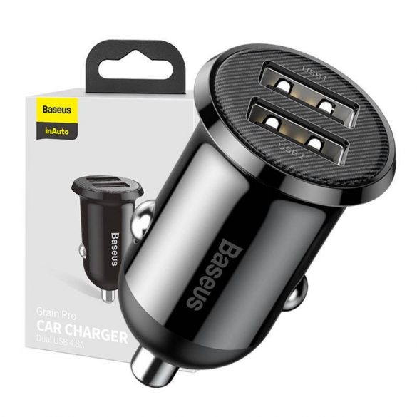 Încărcător auto Baseus Grain Pro 2x USB 4.8A (negru)