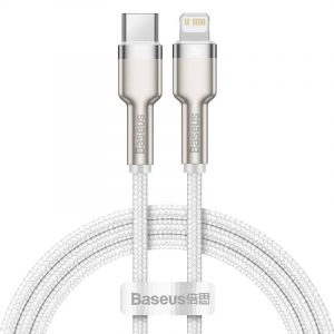 Cablu USB-C pentru Lightning Baseus Cafule, PD, 20W, 1m (alb)