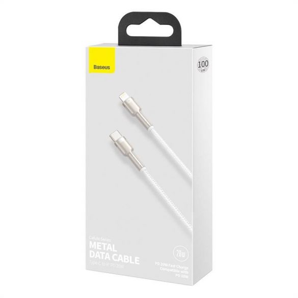 Cablu USB-C pentru Lightning Baseus Cafule, PD, 20W, 1m (alb)