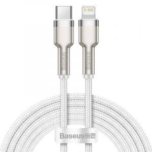 Cablu USB-C pentru Lightning Baseus Cafule, PD, 20W, 2m (alb)