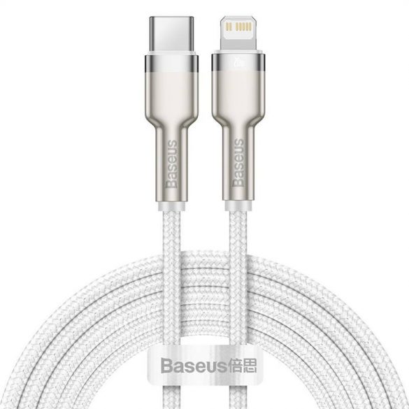 Cablu USB-C pentru Lightning Baseus Cafule, PD, 20W, 2m (alb)