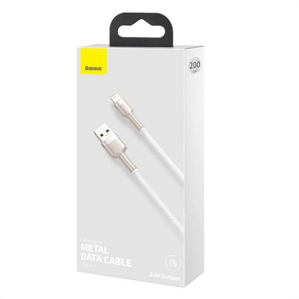 Cablu USB pentru Lightning Baseus Cafule, 2.4A, 2m (alb)