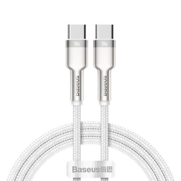 Cablu USB-C la USB-C Baseus Cafule, 100 W, 1 m (alb)