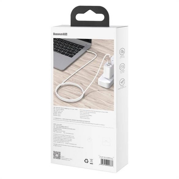 Cablu USB-C la USB-C Baseus Cafule, 100 W, 1 m (alb)