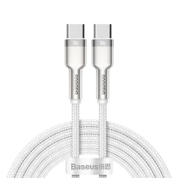 Cablu Baseus Cafule USB-C la USB-C, 100 W, 2 m (alb)