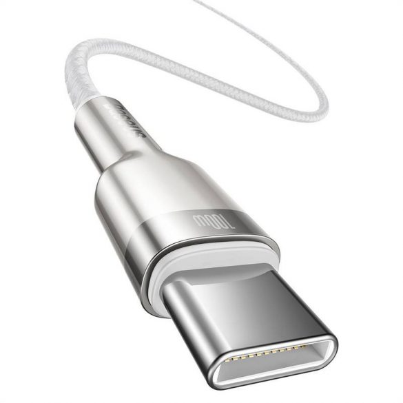 Cablu Baseus Cafule USB-C la USB-C, 100 W, 2 m (alb)