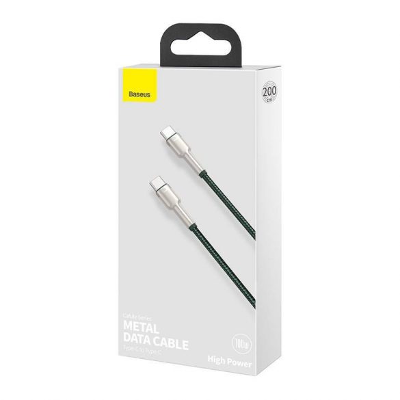 Cablu Baseus Cafule USB-C la USB-C, 100 W, 2 m (verde)