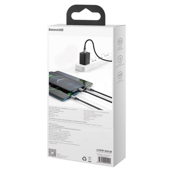 Cablu USB-C 3 în 1 Baseus Rapid Series, Micro USB / Lightning / USB-C, 20 W, 1,5 m (negru)