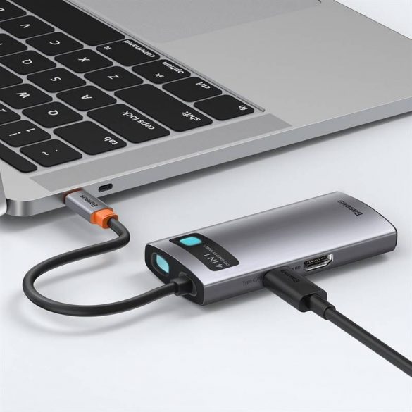 Hub 4 în 1 din seria Baseus Metal Gleam, USB-C - USB 3.0 + USB 2.0 + HDMI + USB-C PD