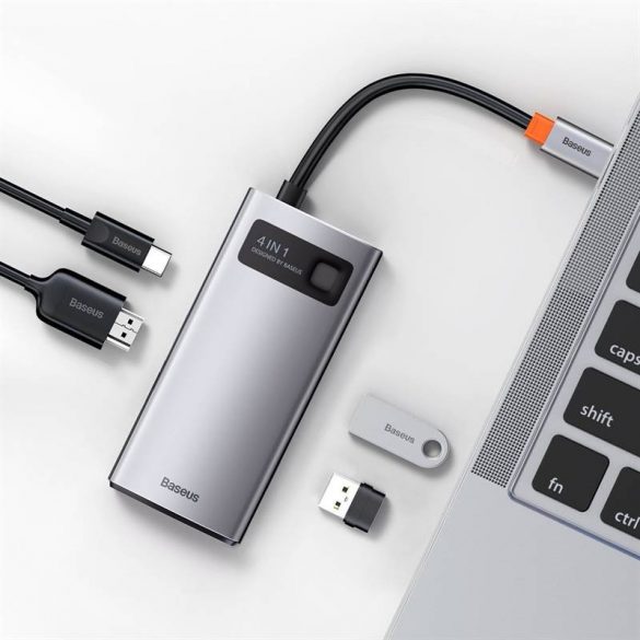 Hub 4 în 1 din seria Baseus Metal Gleam, USB-C - USB 3.0 + USB 2.0 + HDMI + USB-C PD