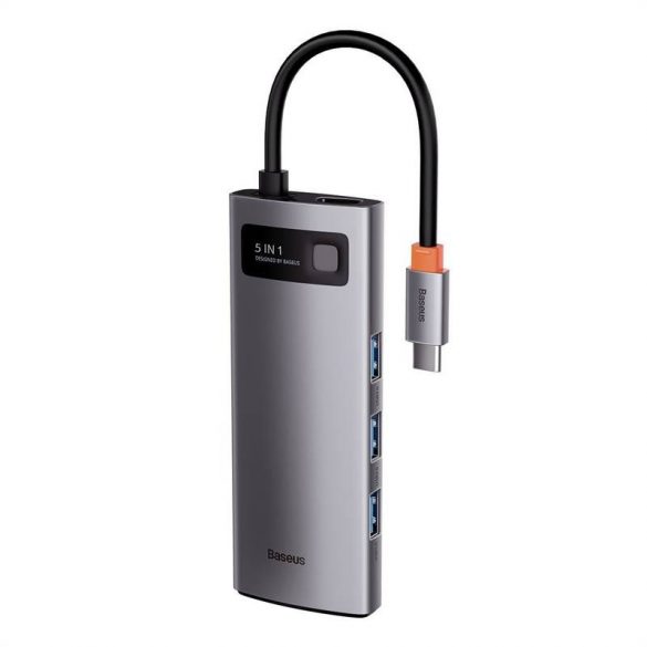 Hub Baseus Metal Gleam Series 5 în 1, USB-C - 3x USB 3.0 + HDMI + USB-C PD