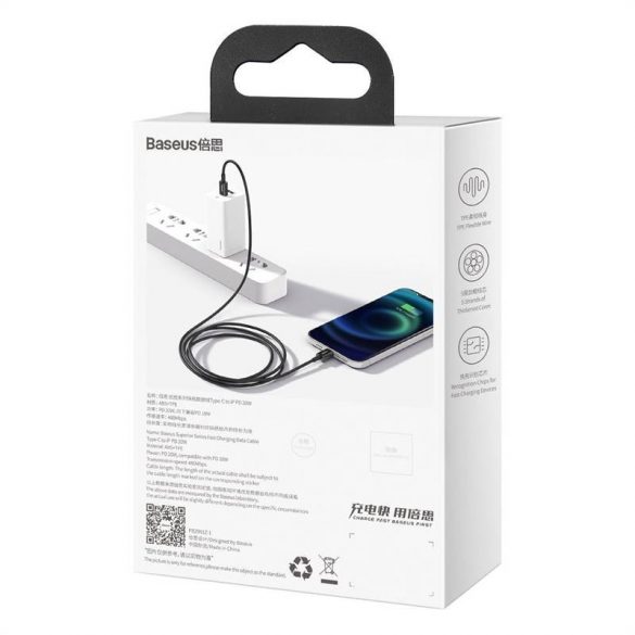 Baseus Superior USB-C - Cablu Lightning, 20 W, PD, 2 m (negru)