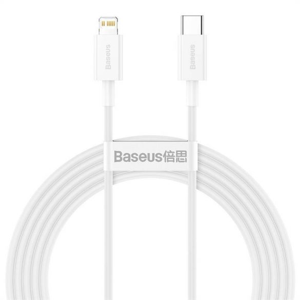 Cablu USB-C pentru seria Lightning Baseus Superior, 20W, PD, 2m (alb)