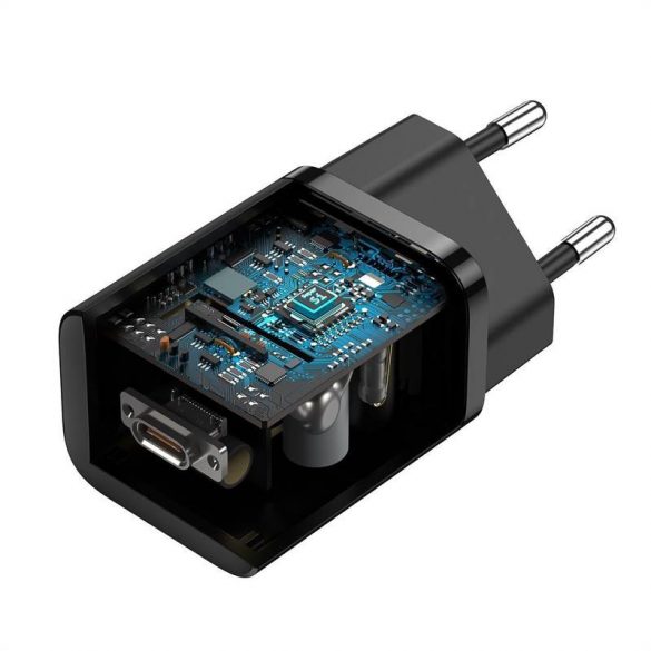 Adaptor de încărcare rapidă Baseus Super Si 1C 25W cu cablu USB-C-USB-C de 1 m (negru)