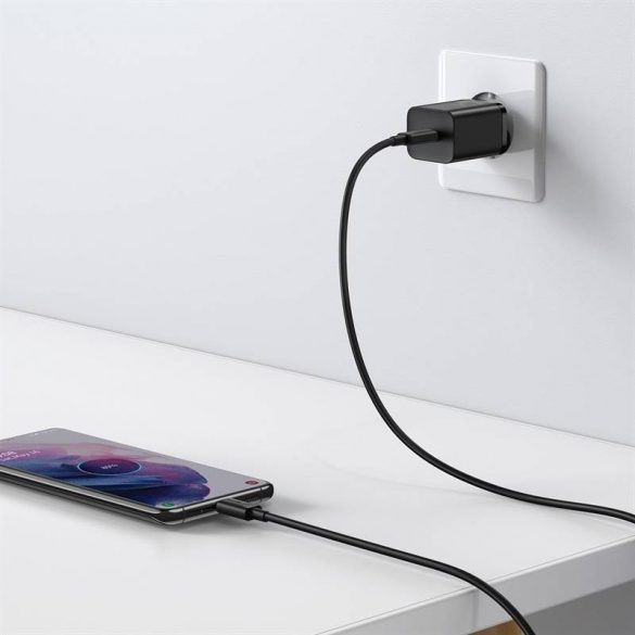 Adaptor de încărcare rapidă Baseus Super Si 1C 25W cu cablu USB-C-USB-C de 1 m (negru)