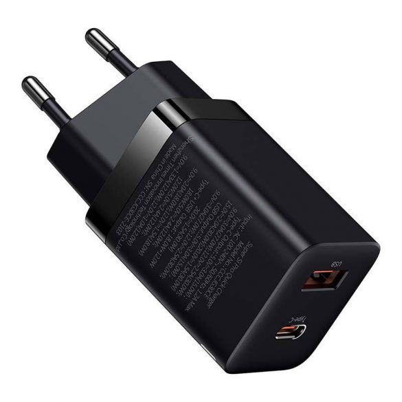 Încărcător rapid Baseus Super Si Pro USB + USB-C 30W (negru)