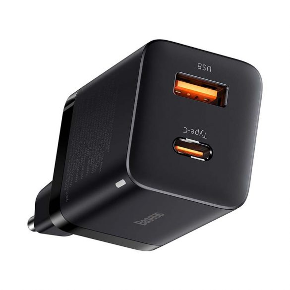 Încărcător rapid Baseus Super Si Pro USB + USB-C 30W (negru)