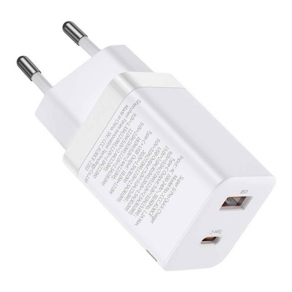 Încărcător rapid Baseus Super Si Pro USB + USB-C 30W (alb)