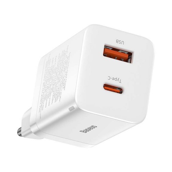 Încărcător rapid Baseus Super Si Pro USB + USB-C 30W (alb)