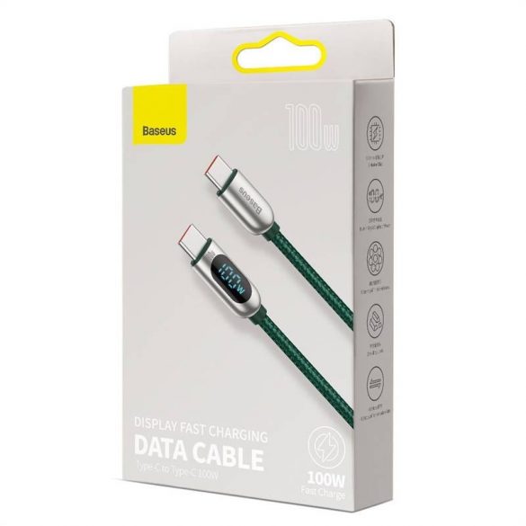 USB-C - Cablu de afișare USB-C Baseus, sursă de alimentare, 100 W, 1 m (verde)