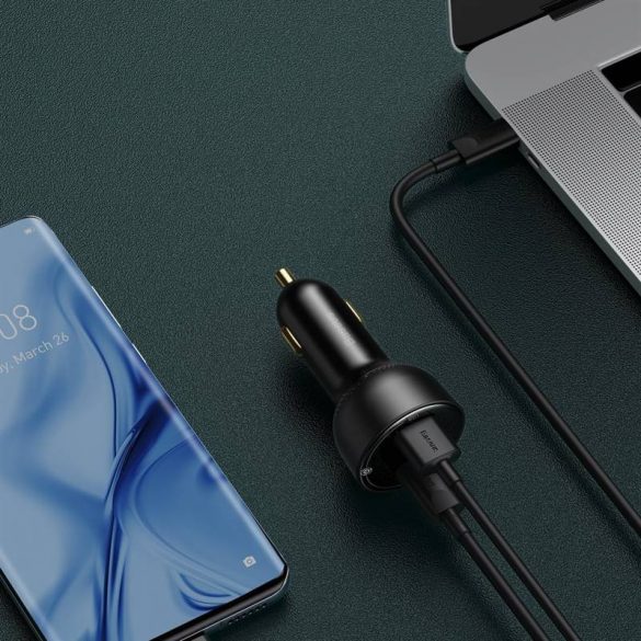 Încărcător auto USB Baseus Superme, USB-C, 100 W (negru)